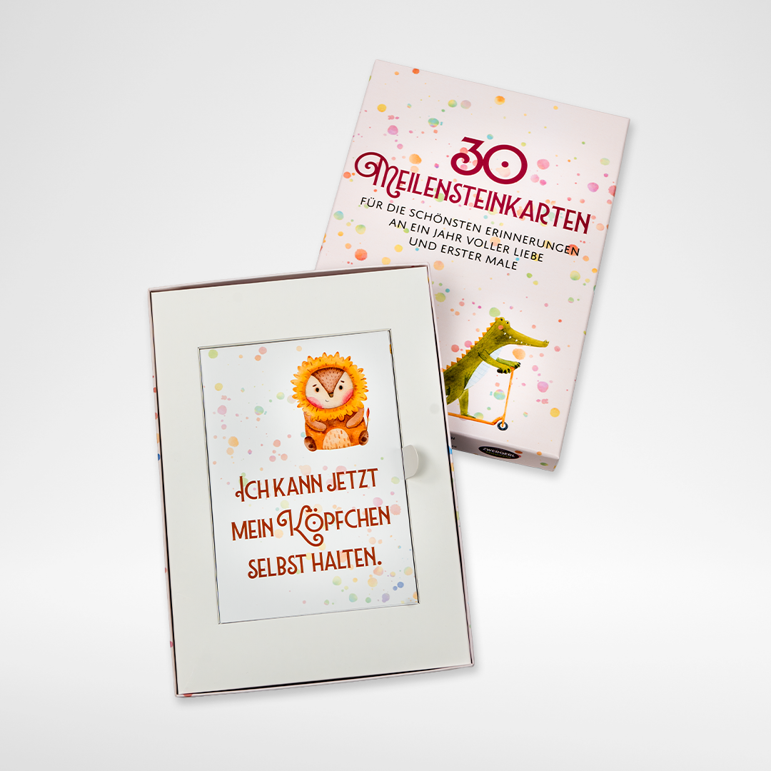 30 Meilensteinkarten für das erste Lebensjahr