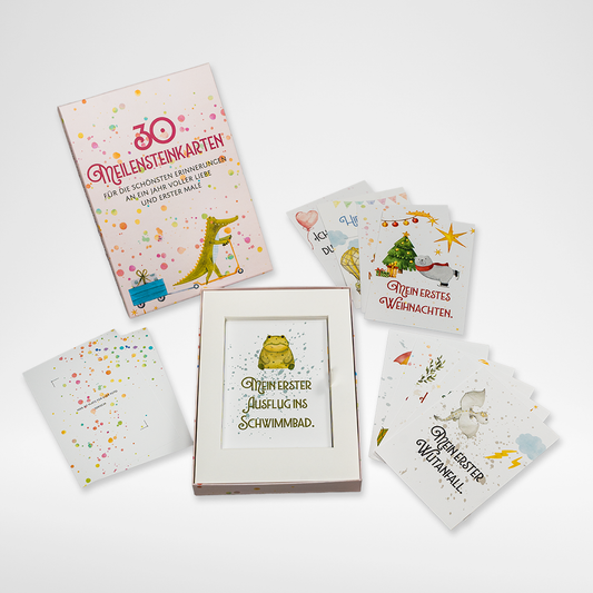 30 Meilensteinkarten für das erste Lebensjahr