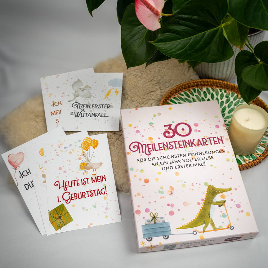 30 Meilensteinkarten für das erste Lebensjahr